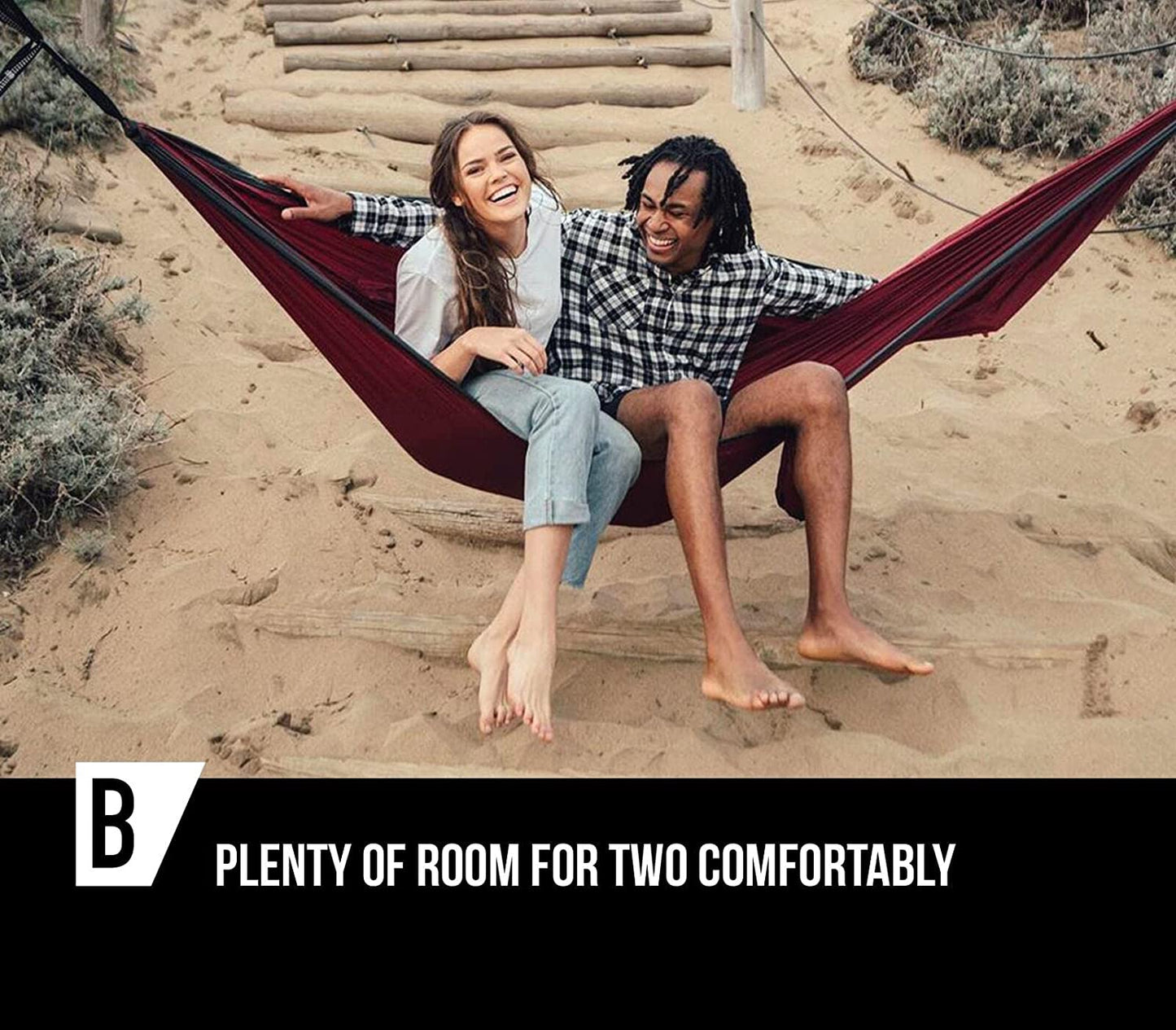 2 Person Portable Hammock - Backpacking to Camping - Double Hammock for Travel & Outdoor